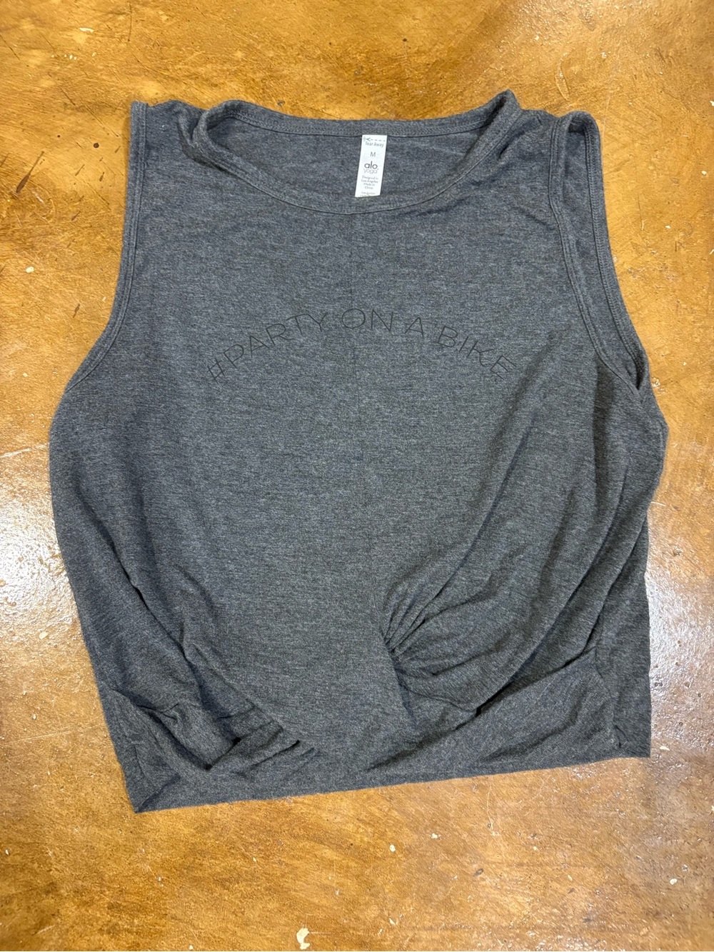 ALO Yoga Charcoal Gray Twist-Hem Muscle Tank